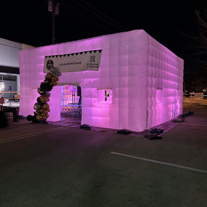 Inflatable building with different lighting