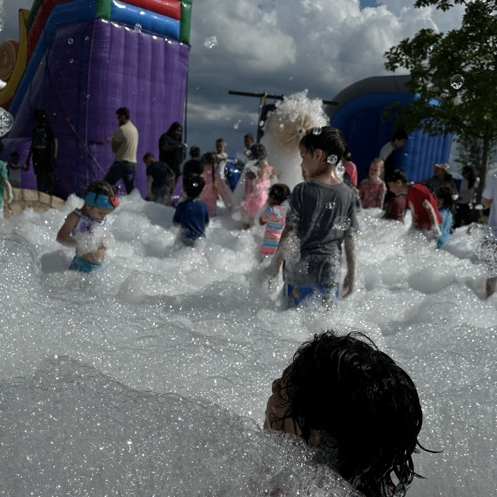 Children doing foam party